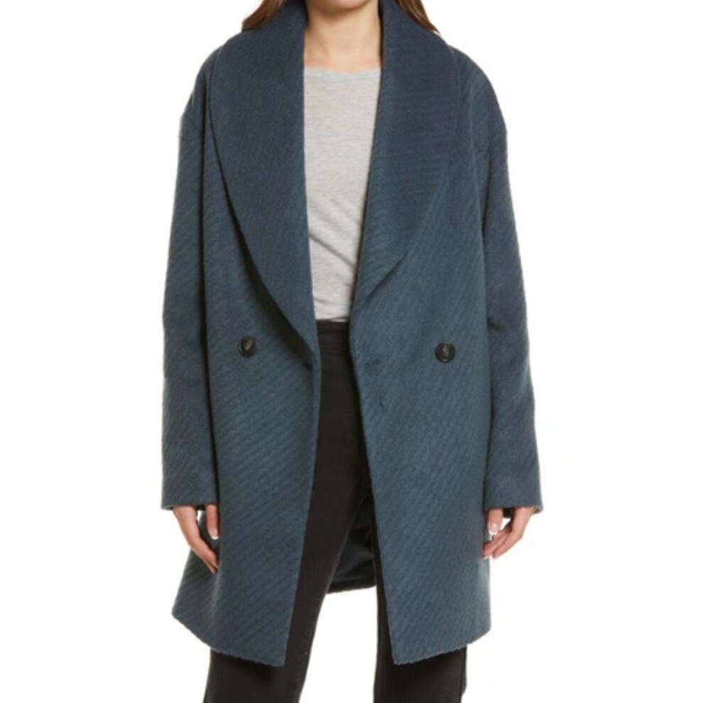New AVEC LES FILLES Anthropologie ~ Women's Shawl Collar Coat Small Wool Blend